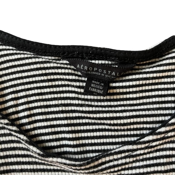 Aeropostale black/white striped ribbed high neck tank top size small - Picture 3 of 6